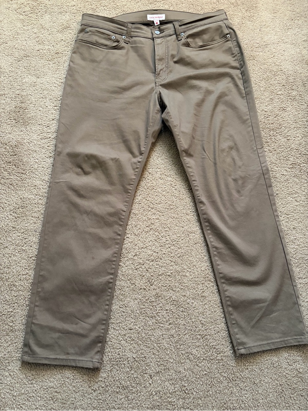 Lucky Brand Olive/Tan Straight-Leg Chinos
